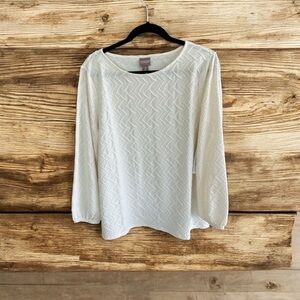 Chico's White Boxy Blouse with Relaxed Fit